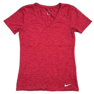 NEW Nike Heather Red DriFit V-neck Tee Shirt